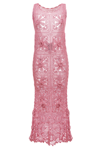 Dust Rose Handmade Crochet Dress - ANDREEVA - Modalova