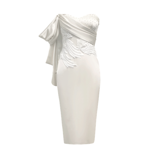 Draped Midi Registry Dress With Waist Beading - ANITABEL - Modalova