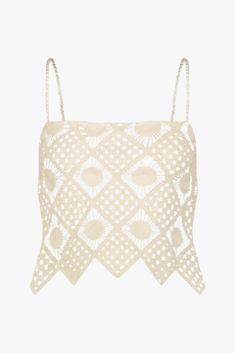 Playa Crop Top with Pearls in Sol Mesh - XS - Sleeveless tops - Sara Cristina - Modalova