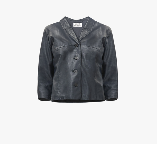Leather Jacket Short - Navy - S - Leather jackets - Gemme Collective - Modalova