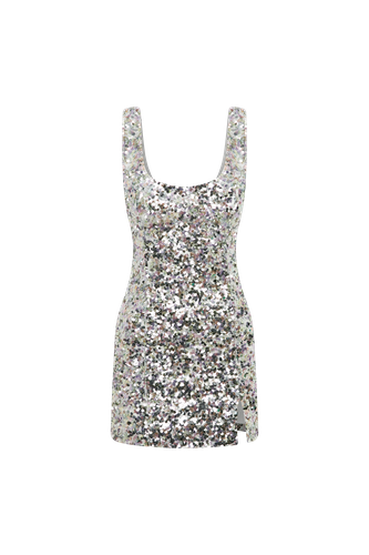 Isadora - U Neck Mini Sequin Dress With Slit - ILA - Modalova