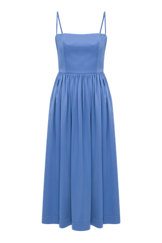 Liette Satin Midi Dress in Ultramarine - Nazli Ceren - Modalova