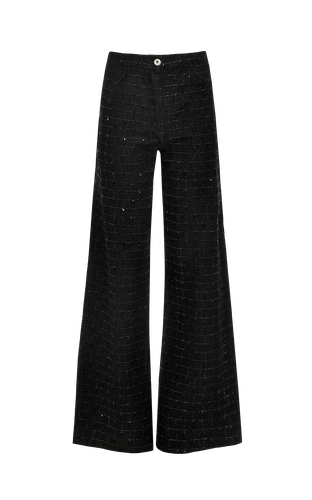 Sloan Lace Denim Pants - Handembroidered - Francesca Miranda - Modalova