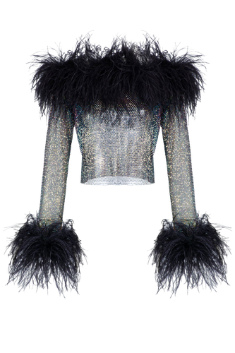 Sparkle Feathers Top w Open Shoulders - Santa Brands - Modalova