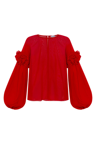 RED BLOUSE with flower - Guranda - Modalova