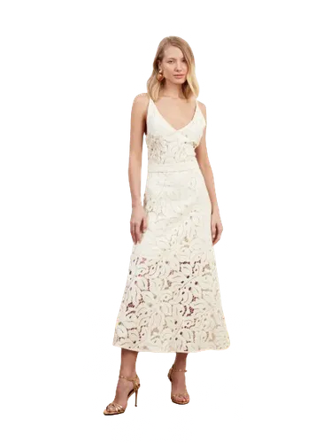 ULLA white lace midi dress with flattering skirt - UNDRESS - Modalova