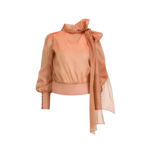 Flawless Orange Bow Blouse - Lita Couture - Modalova