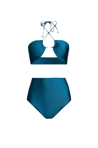 Bahia Bikini with High-Waisted Bottom in Turquoise - Top - Sara Cristina - Modalova