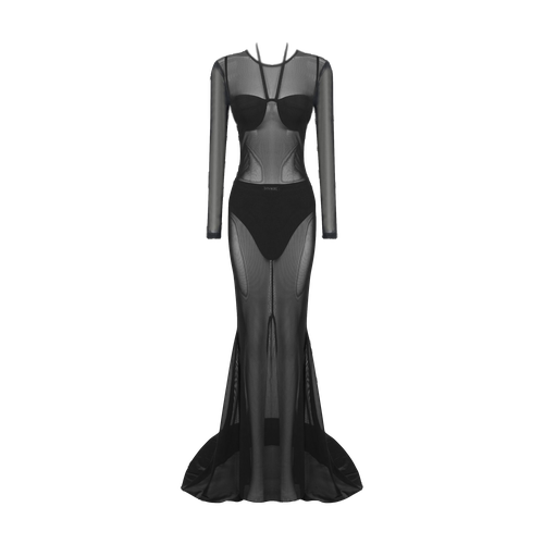 Black mesh gown dress - Daniele Morena - Modalova