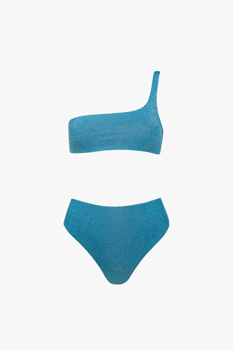 One-Shoulder Bikini with High Waisted Bottom in Horizon - Bottom - M - Bikini bottoms - Sara Cristina - Modalova