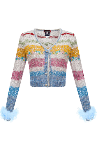 California Handmade Knit Sweater With Feathers - ANDREEVA - Modalova