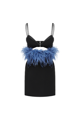 Chara - Double Strap Mini Dress With Feather Embellisment - ILA - Modalova