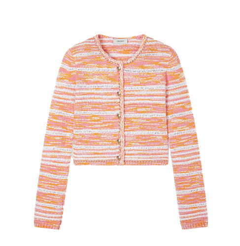 GRADIENT-STRIPED CHAIN-DETAILED CREWNECK CARDIGAN - XS - Cardigans - CRUSH Collection - Modalova