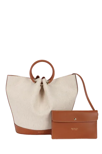 LINEN/CARAMEL LEATHER BAG | Women's Tote bags - Saonara - Modalova