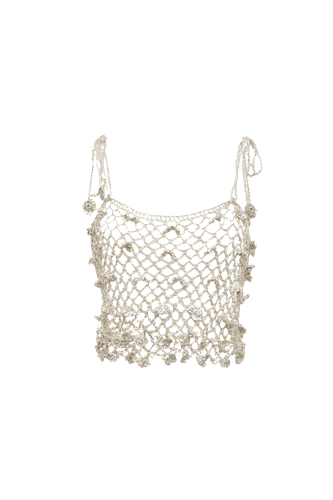 Metallic Handmade Crochet Top | Women's Ghost Crop tops - ANDREEVA - Modalova