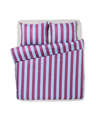 Housse De Couette 240x200/220cm Coton Doux Rayé Bleu-violet () - HEMA - Modalova