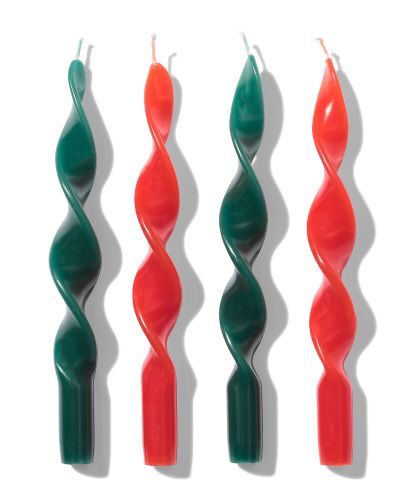 Bougie ⌀3,2 X 24,8 Cm Torsadée Canne De Noël - 4 Pièces () - HEMA - Modalova
