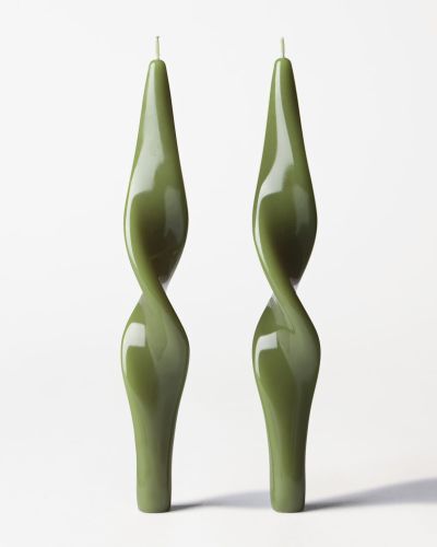 Bougies De Table XL ⌀4,3 X 27 Cm Torsadées Olive - Lot De 2 () - HEMA - Modalova