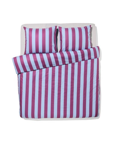 Housse De Couette 200x200/220cm Coton Doux Rayé Bleu-violet () - HEMA - Modalova