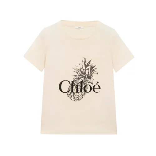 Chloé - Tops > T-Shirts - Beige - Chloé - Modalova