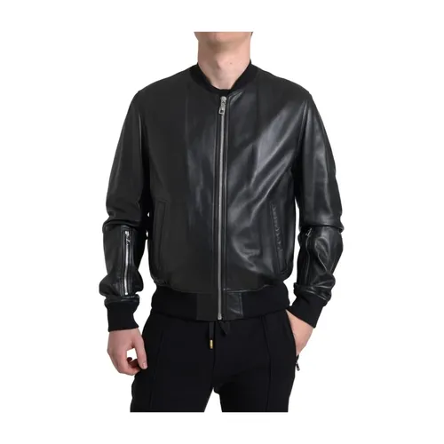 Jackets > Leather Jackets - - Dolce & Gabbana - Modalova