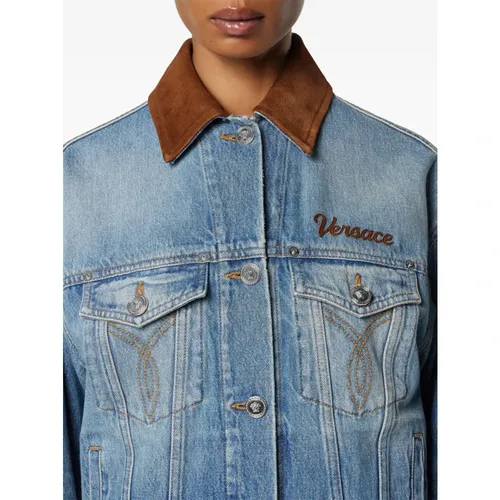 Jackets > Denim Jackets - - Versace - Modalova