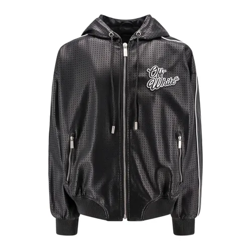Jackets > Leather Jackets - - Off White - Modalova