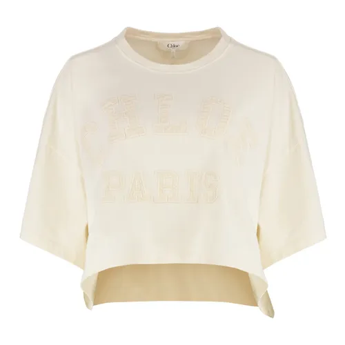 Chloé - Tops > T-Shirts - Beige - Chloé - Modalova