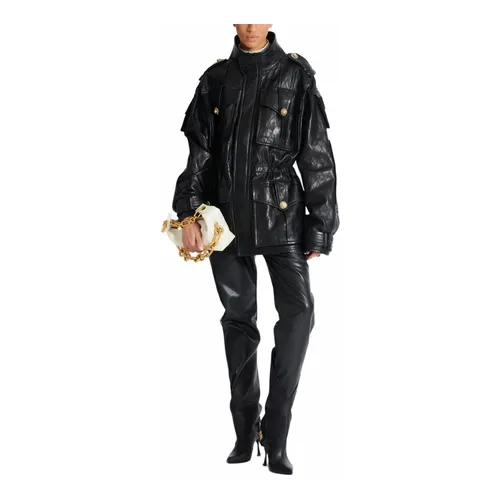 Jackets > Leather Jackets - - Balmain - Modalova