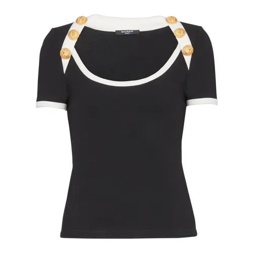 Balmain - Tops > T-Shirts - Black - Balmain - Modalova