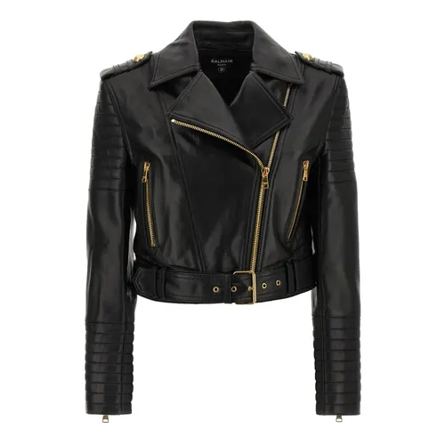 Jackets > Leather Jackets - - Balmain - Modalova