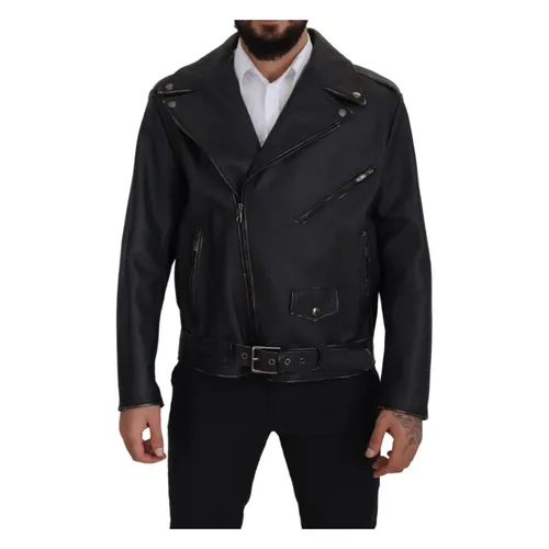 Jackets > Leather Jackets - - Dolce & Gabbana - Modalova