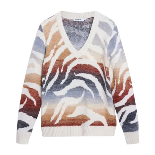 Knitwear > V-neck Knitwear - - Desigual - Modalova