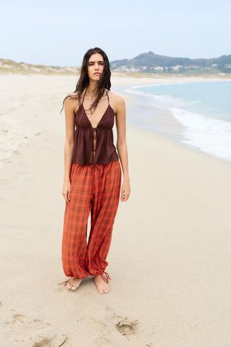 Pantalon Bouffant À Carreaux - Pull&Bear - Modalova
