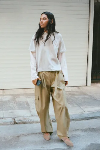 Pantalon Cargo Ballon Avec Ceinture - Pull&Bear - Modalova