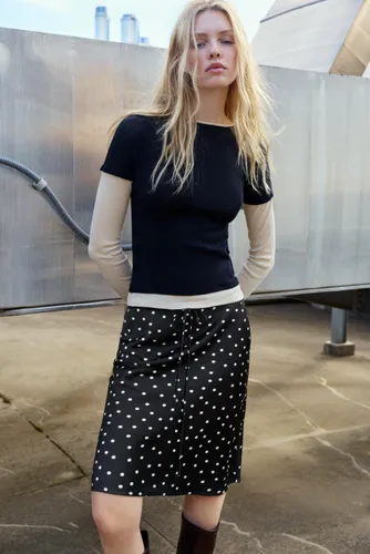Jupe Midi Satinée Pois - Pull&Bear - Modalova