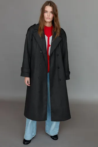 Trench En Drap De Laine Avec Ceinture - Pull&Bear - Modalova