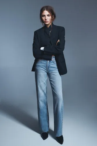 Jean Droit Large Taille Haute - Pull&Bear - Modalova