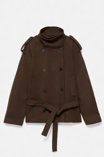 Trench Court En Drap De Laine Avec Ceinture - Pull&Bear - Modalova