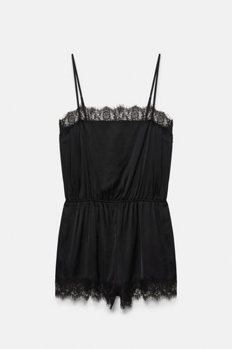 Combinaison-Short Satiné Dentelle - Pull&Bear - Modalova