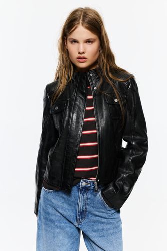 Veste 100 % Cuir - Pull&Bear - Modalova