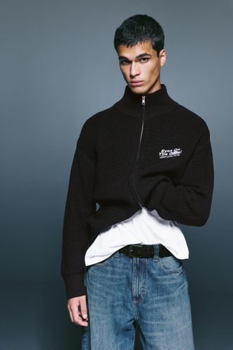 Cardigan En Maille Brodé Zippé - Pull&Bear - Modalova