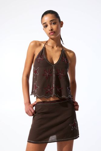 Top Encolure Américaine Perles - Pull&Bear - Modalova