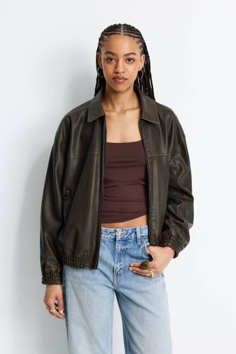 Blouson Bomber En Similicuir - Pull&Bear - Modalova