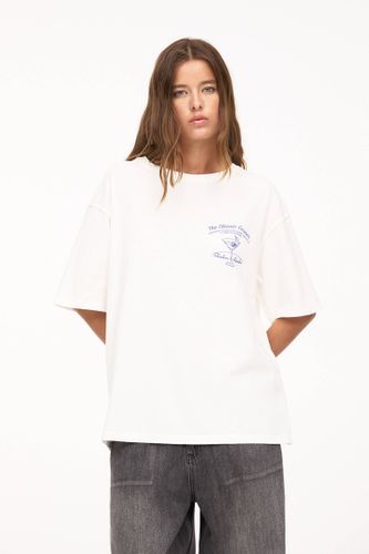 T-Shirt Blanc Imprimé Serviettes - Pull&Bear - Modalova