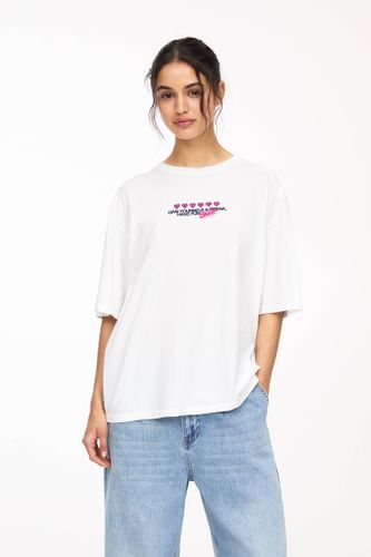 T-Shirt Stwd Imprimé Cœurs - Pull&Bear - Modalova