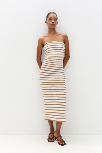 Robe Midi À Rayures Rustique - Pull&Bear - Modalova