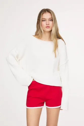 Pull Cropped Côtelé - Pull&Bear - Modalova