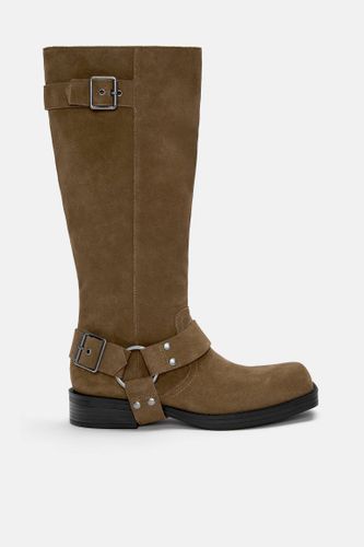 Bottes Hautes Biker Cuir - Pull&Bear - Modalova