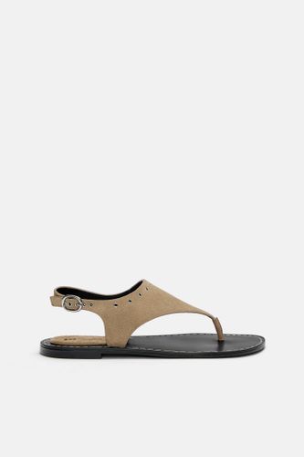 Sandales Plates En Cuir - Pull&Bear - Modalova